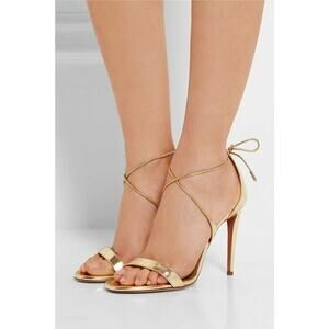 Aquazzura Black Suede Linda 105 Open Heels